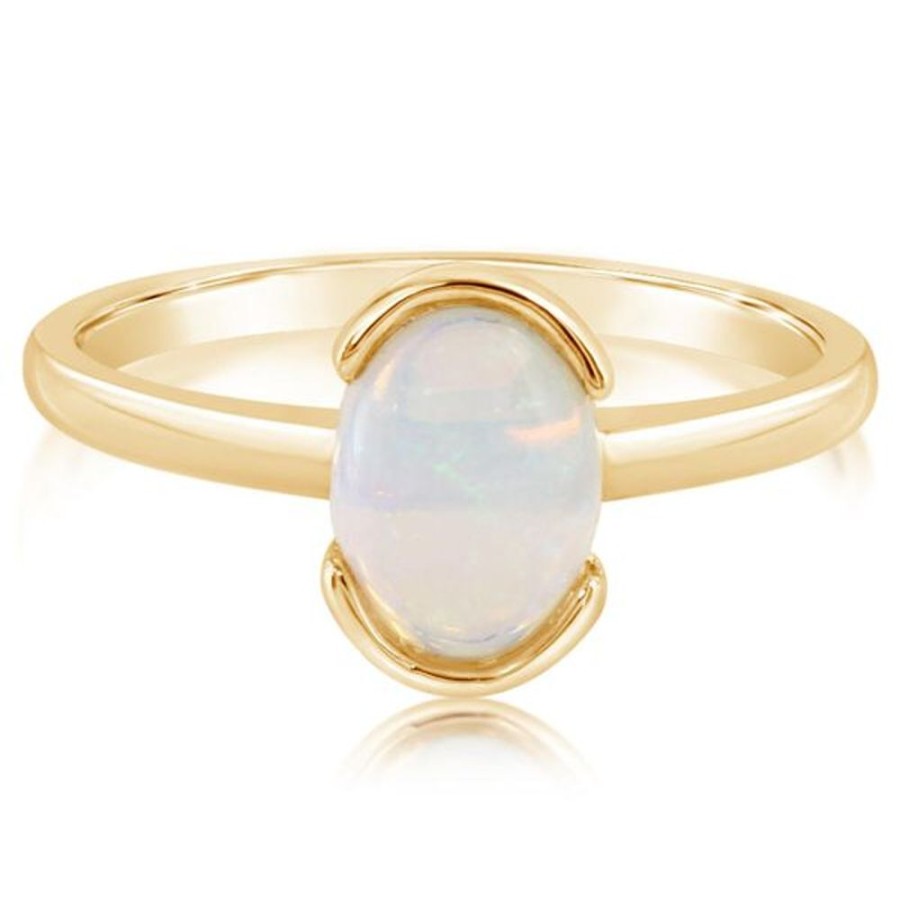 Colored Stone Jewelry Parle | Yellow Gold Calibrated Light Opal Ring