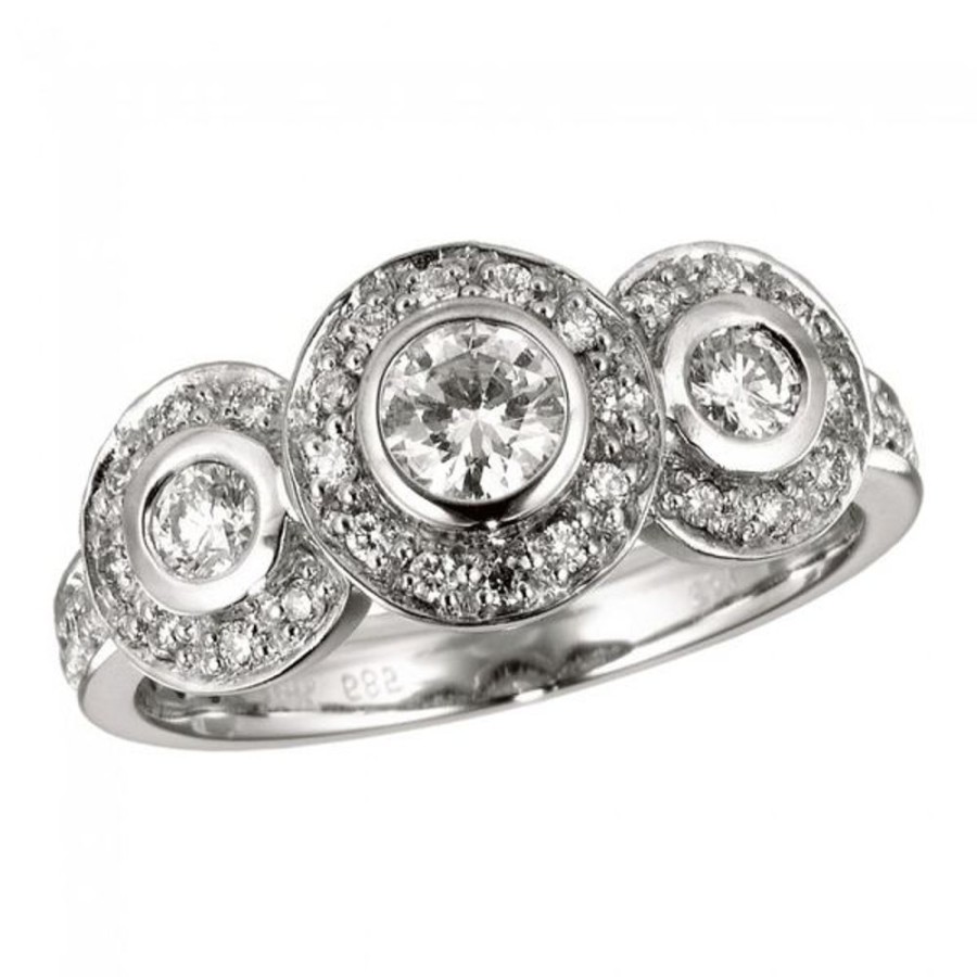 Colored Stone Jewelry Color Merchants | 14K White Gold .75 Ct Three Stone Fancy Diamond Ring