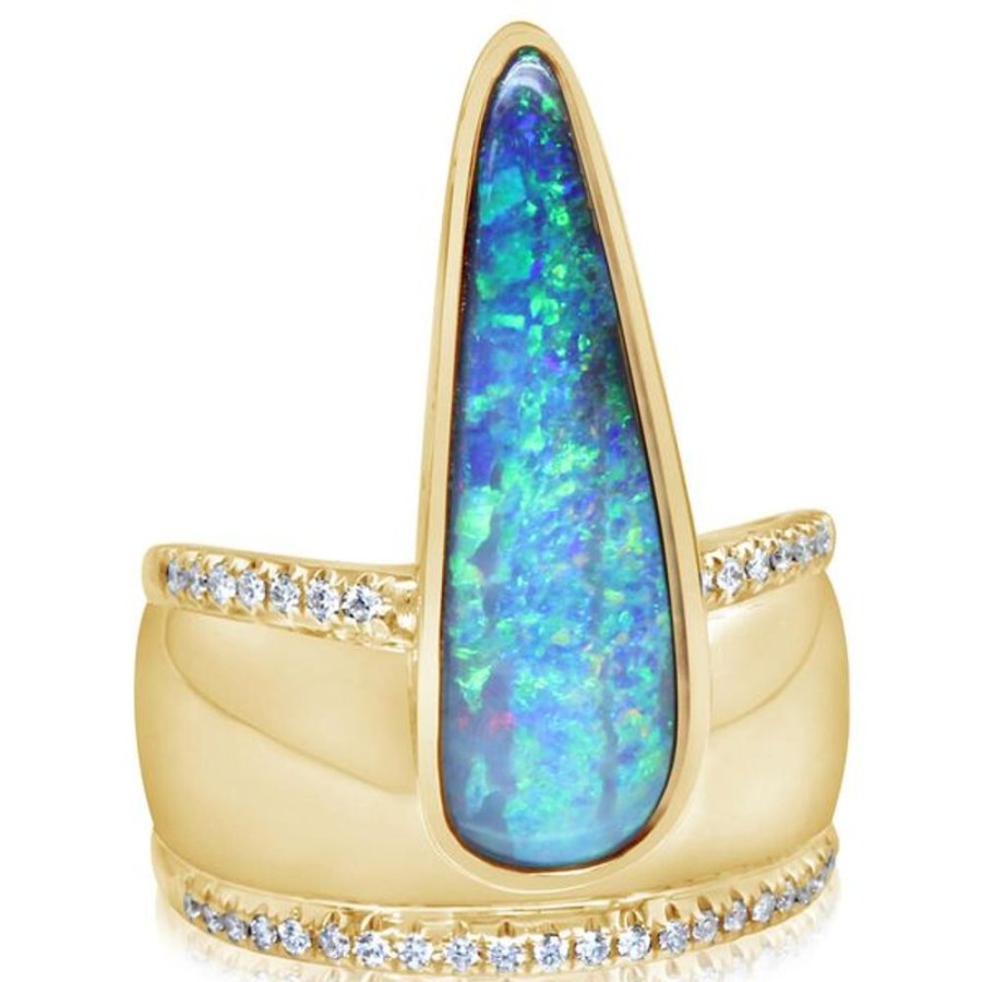 Colored Stone Jewelry Parle | Yellow Gold Boulder Opal Ring