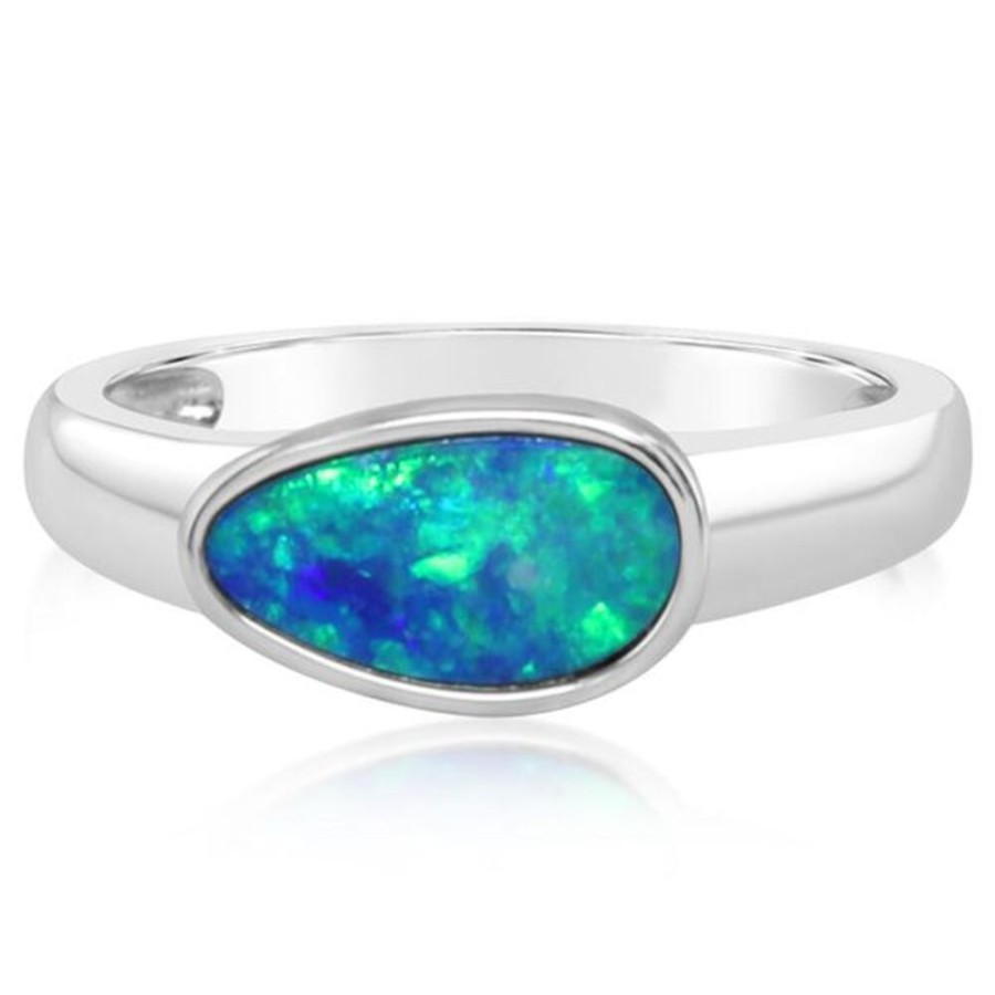 Colored Stone Jewelry Parle | White Gold Opal Doublet Ring