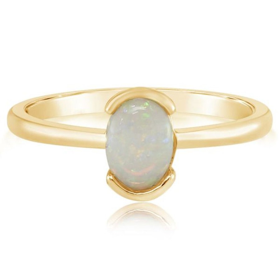 Colored Stone Jewelry Parle | Yellow Gold Calibrated Light Opal Ring